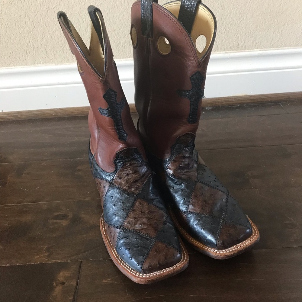 Cross Ostrich Skin Larry Mahan Cowboy Boots